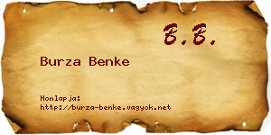 Burza Benke névjegykártya